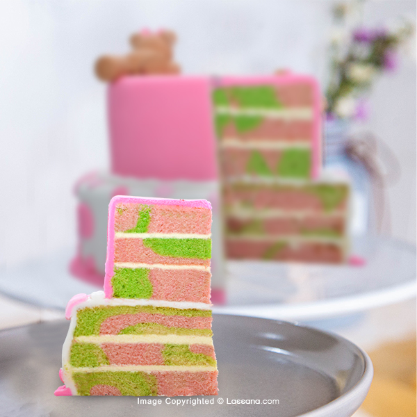 BABY PINK, TEDDY RIBBON CAKE 2.3 KG (5.07 LBS) - Lassana Cakes - in Sri Lanka