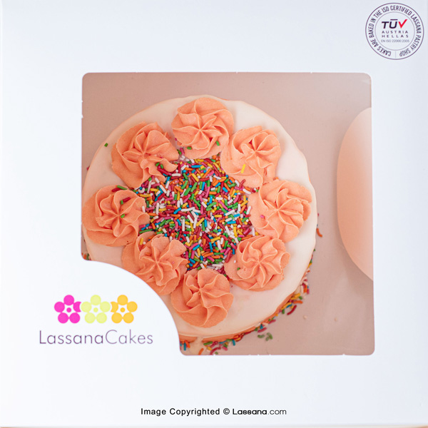 PEACH PASSION RIBBON CAKE -1KG(2.2LBS) - Lassana Cakes - in Sri Lanka