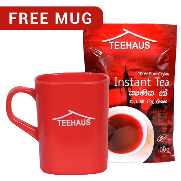TEEHAUS CEYLON INSTANT TEA POWDER STAND ZIP POUCH 100G WITH FREE MUG - Beverages - in Sri Lanka