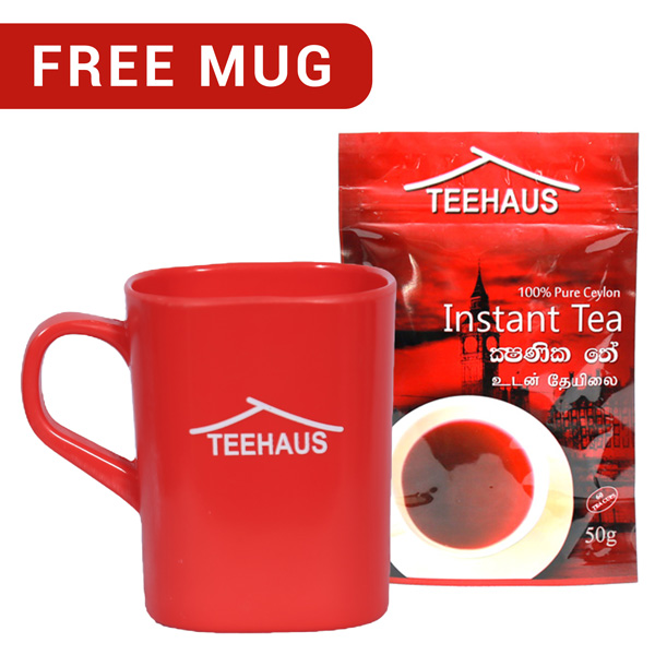 TEEHAUS CEYLON INSTANT TEA POWDER STAND ZIP POUCH 50G WITH FREE MUG - Beverages - in Sri Lanka