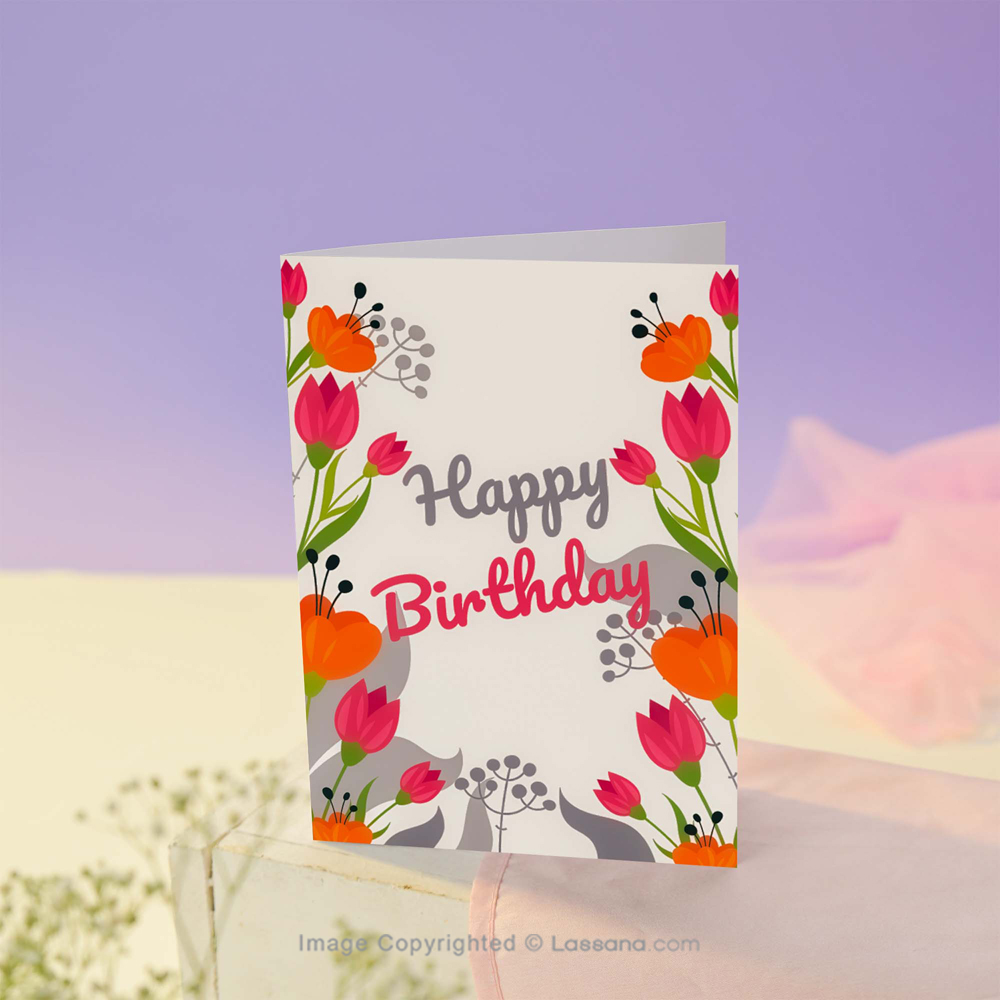 Happy Birthday Floral Design Greeting Card Ice Gold Paper Online Shop