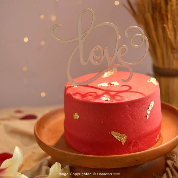 RED HOT LOVE CHOCOLATE CAKE WITH EDIBLE GOLD 1KG (1.1LBS) - Lassana Cakes - in Sri Lanka