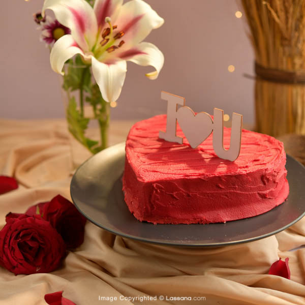I LOVE YOU MINI HEART RIBBON CAKE 500 G (1.1 LBS) - Lassana Cakes - in Sri Lanka
