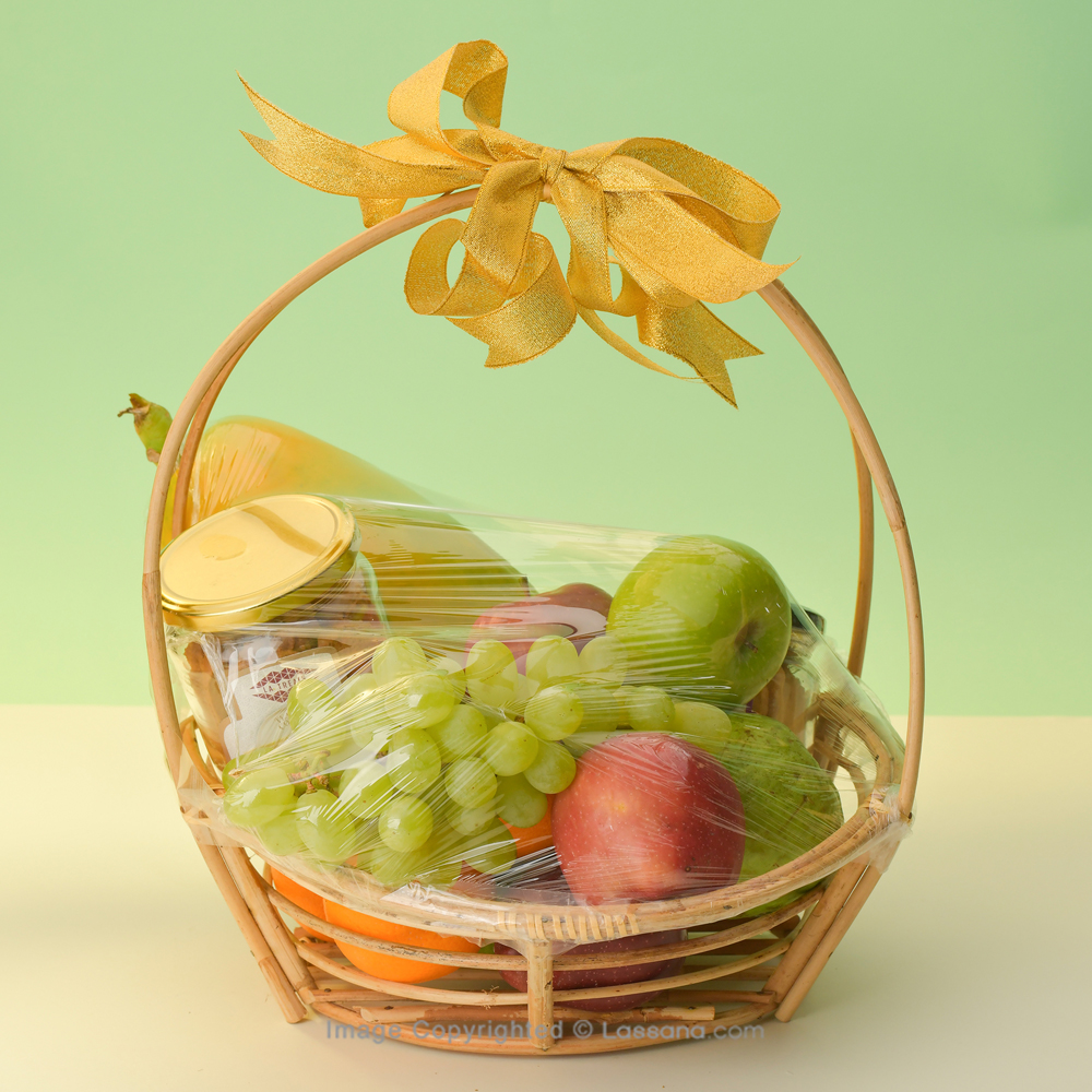 FRUITS & FABULOUS FRUIT BASKET WITH FREE FLOWERING PLANT | Lassana.com