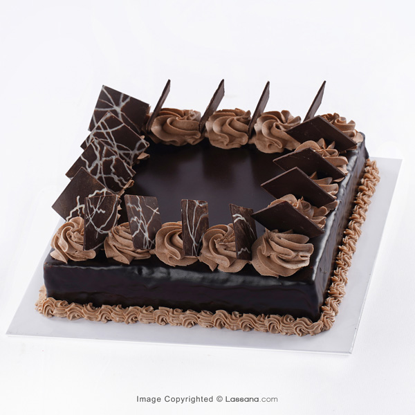 CHOCOLATE GANACHED SQUARE CAKE 1KG (2.2LBS) - Lassana Cakes - in Sri Lanka