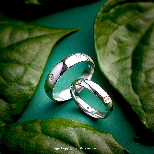 YOU'RE THE ONLY ONE! WHITE SAPPHIRE S925 SILVER COUPLE BANDS - Chamathka Jewellery - in Sri Lanka