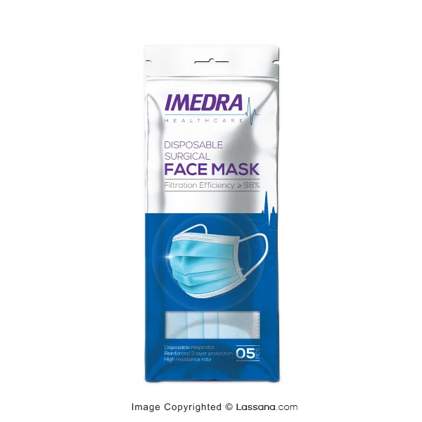 IMEDRA DISPOSABLE FACE MASK ADULT 5S 3 PLY - Personal Care - in Sri Lanka
