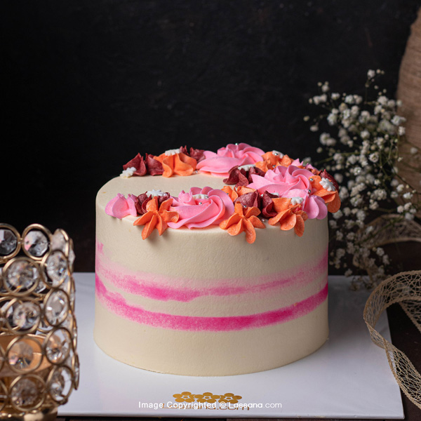 FLOWERY GARDEN RIBBON CAKE 1KG (2.2LBS) - Lassana Cakes - in Sri Lanka