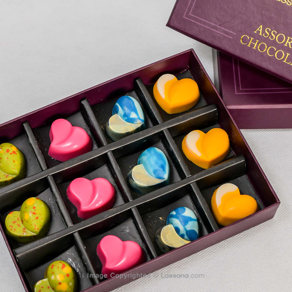 VIVID HEARTS - ASSORTED CHOCOLATES 12 PCS - Lassana Chocolates - in Sri Lanka