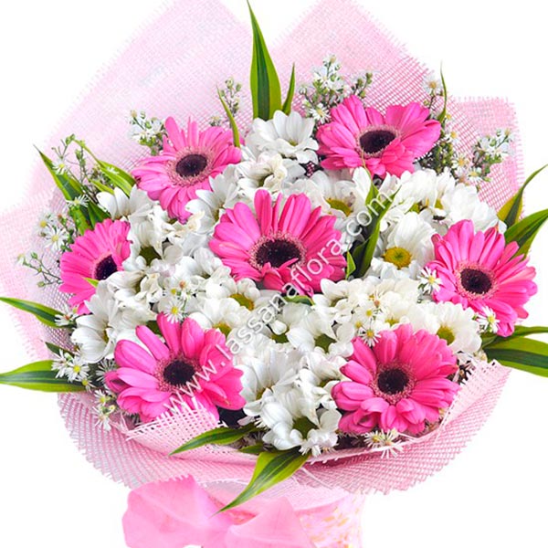 PINK RADIANCE HAND-TIED BOUQUET - Exotic Chrysanthemums - in Sri Lanka