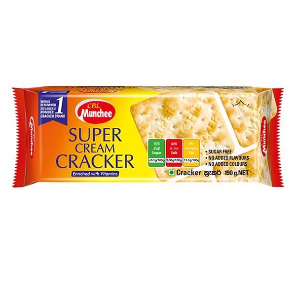 MUNCHEE SUPER CREAM CRACKER 190G - Snacks & Confectionery - in Sri Lanka